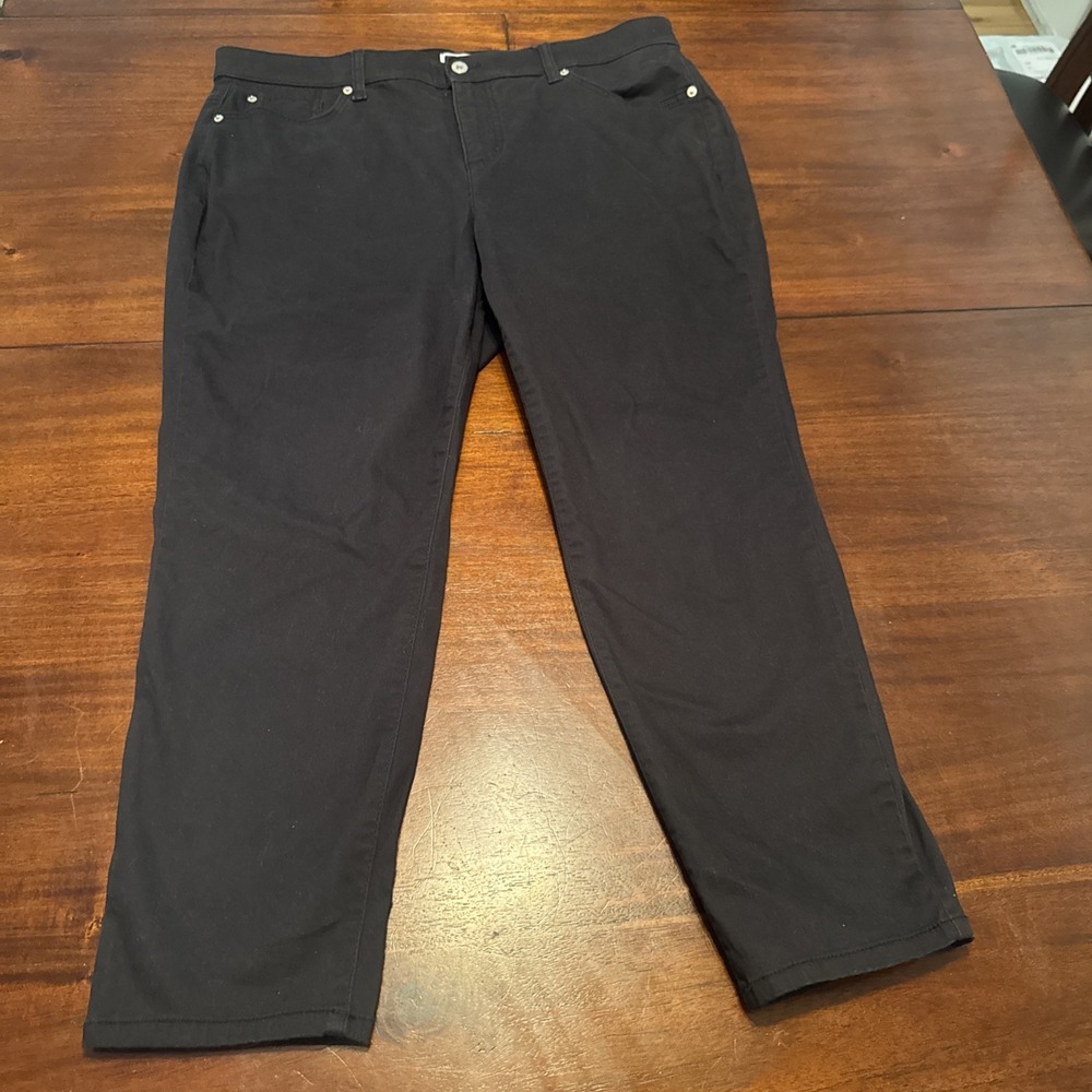 Denim&Co Black Straight-Leg Stretch Pants